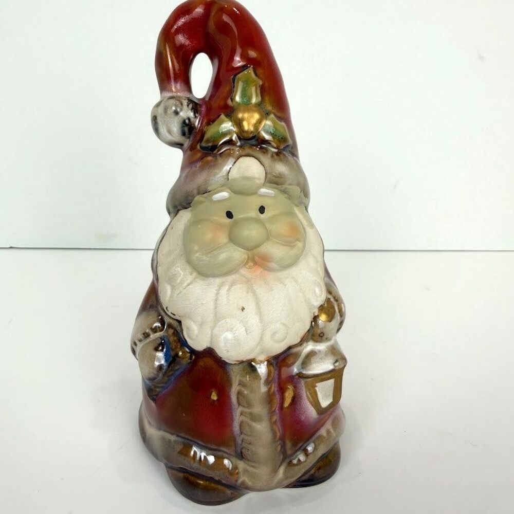 Vintage Dolgencorp 6.5" Ceramic Santa Claus Bell Decoration, Old World, Rustic
